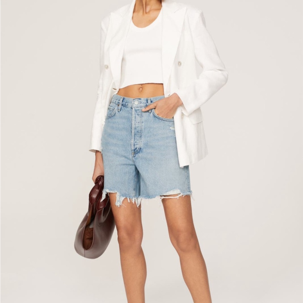 NWT Agolde Stella High-Waisted Blue Jean Denim Shorts